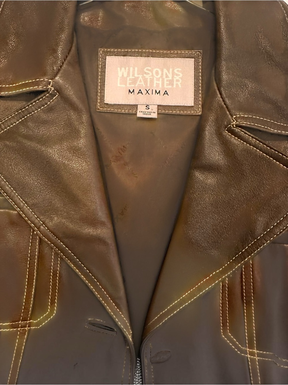 Wilsons Leather Dark Brown Leather Coat with Contrast Stitching - Picture 5 of 8